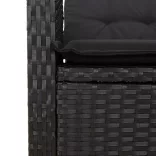 fekete polyrattan dönthető kerti szék párnával
