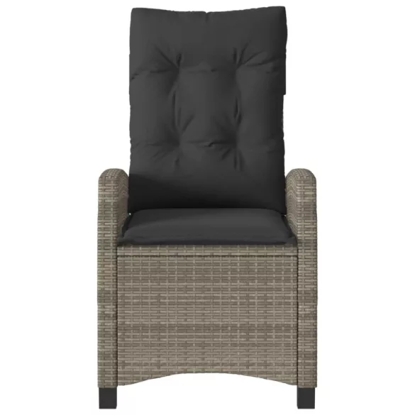 szürke polyrattan dönthető kerti szék párnákkal