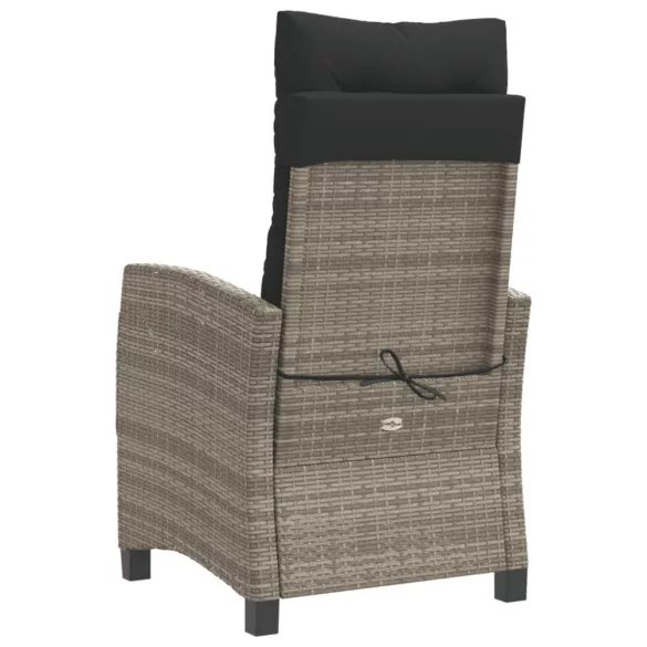 szürke polyrattan dönthető kerti szék párnákkal