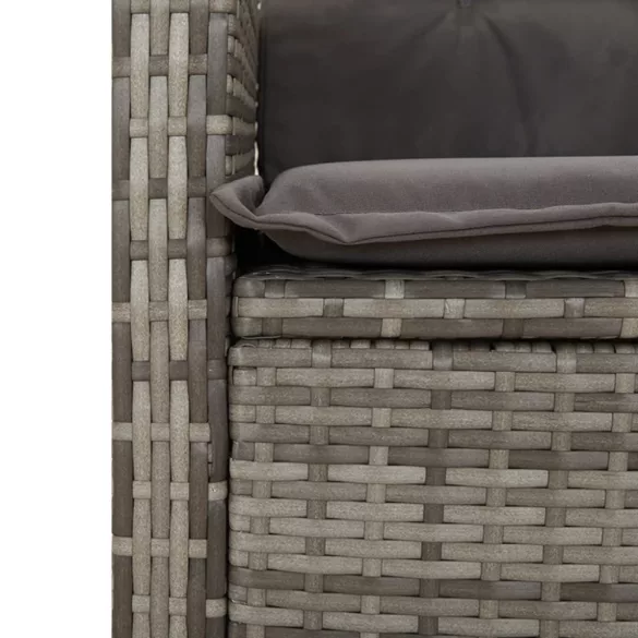 szürke polyrattan dönthető kerti szék párnákkal