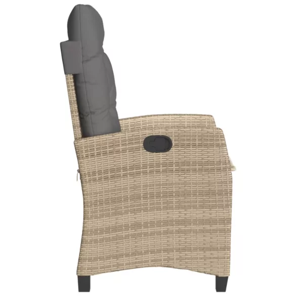 vegyes bézs polyrattan dönthető kerti szék párnákkal