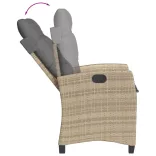 vegyes bézs polyrattan dönthető kerti szék párnákkal