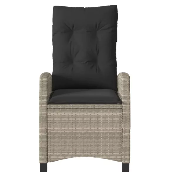 világosszürke polyrattan dönthető kerti szék párnával