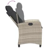 világosszürke polyrattan dönthető kerti szék párnával