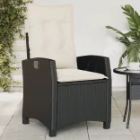2 db fekete polyrattan dönthető kerti szék párnával