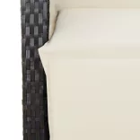 fekete polyrattan dönthető kerti szék lábtartóval