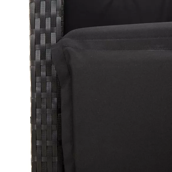 fekete polyrattan dönthető kerti szék lábtartóval