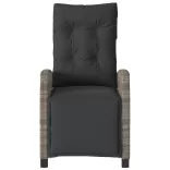 szürke polyrattan dönthető kerti szék lábtartóval