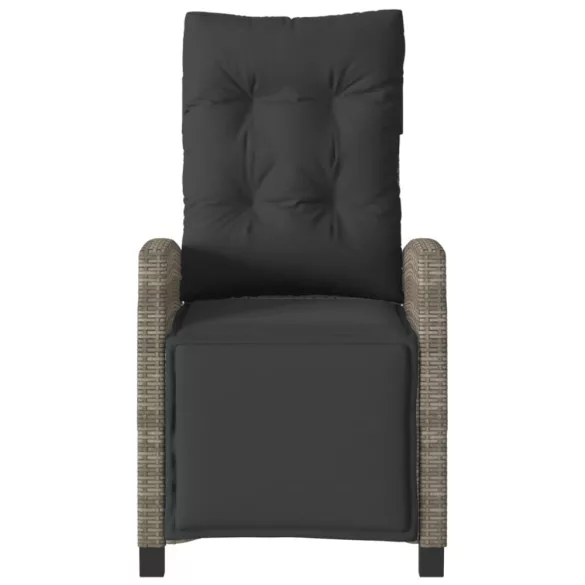 szürke polyrattan dönthető kerti szék lábtartóval