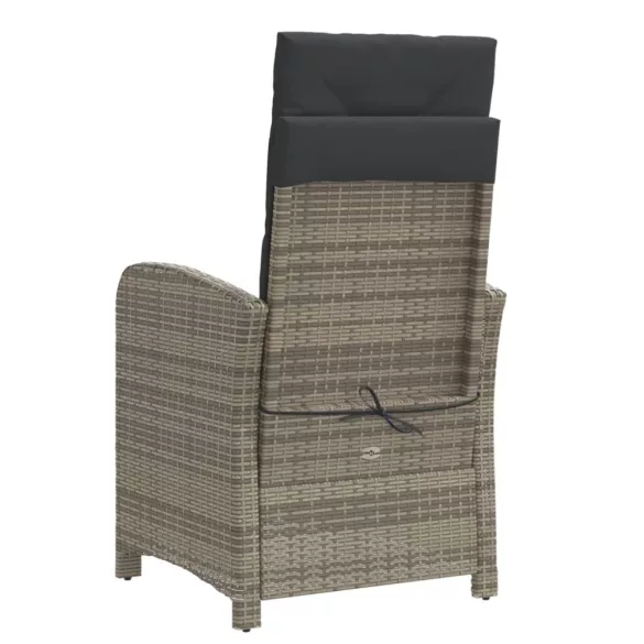 szürke polyrattan dönthető kerti szék lábtartóval