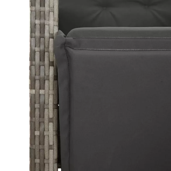 szürke polyrattan dönthető kerti szék lábtartóval