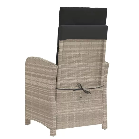 világosszürke polyrattan dönthető kerti szék lábtartóval