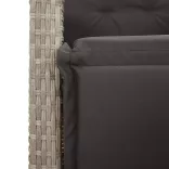 világosszürke polyrattan dönthető kerti szék lábtartóval