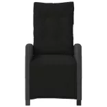 2 db fekete polyrattan dönthető kerti szék lábtartóval