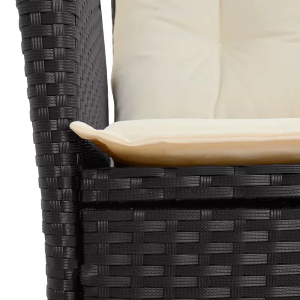 fekete polyrattan dönthető kerti szék párnával