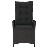 fekete polyrattan dönthető kerti szék párnával