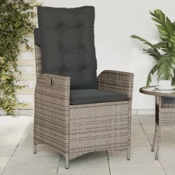 szürke polyrattan dönthető kerti szék párnákkal