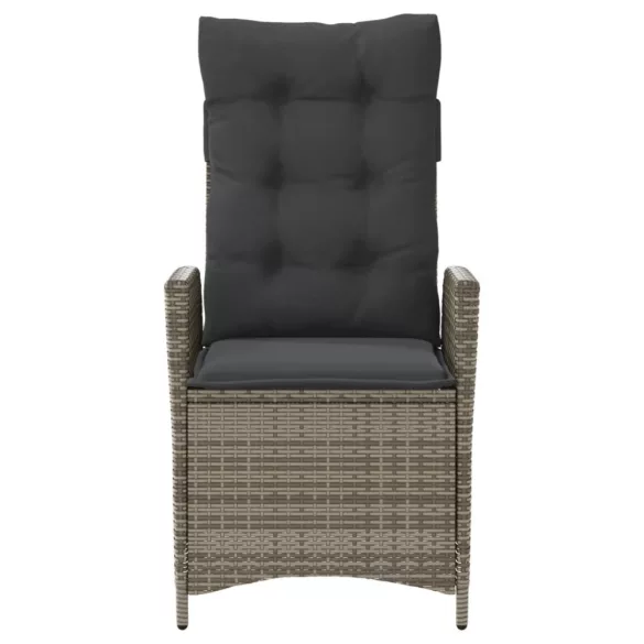 szürke polyrattan dönthető kerti szék párnákkal