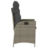 szürke polyrattan dönthető kerti szék párnákkal