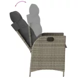 szürke polyrattan dönthető kerti szék párnákkal