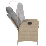 vegyes bézs polyrattan dönthető kerti szék párnákkal