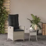 világosszürke polyrattan dönthető kerti szék párnával