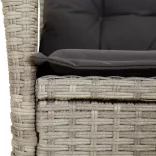 világosszürke polyrattan dönthető kerti szék párnával