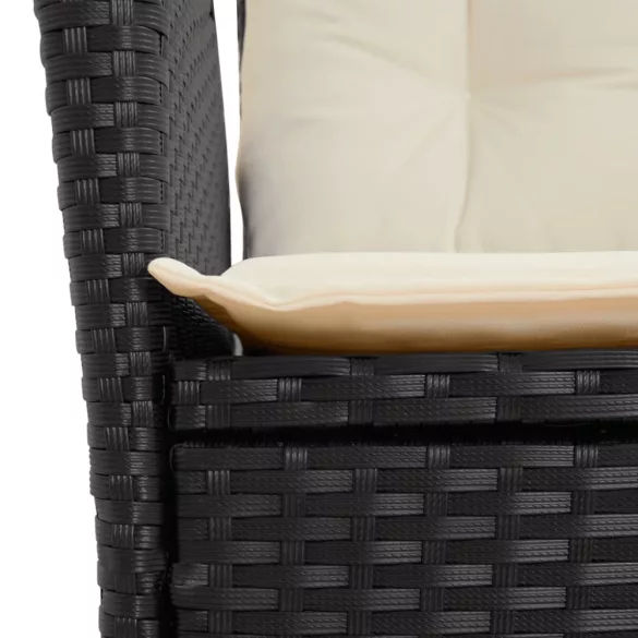 2 db fekete polyrattan dönthető kerti szék párnával