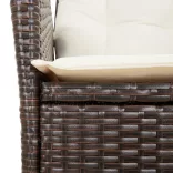 2 db barna polyrattan dönthető kerti szék párnákkal
