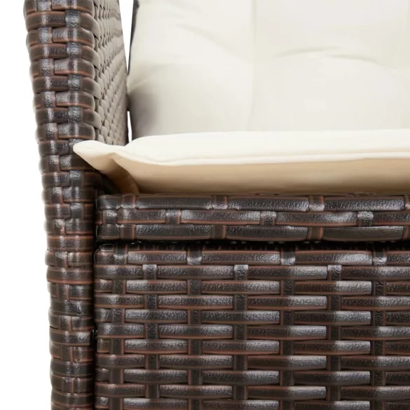 2 db barna polyrattan dönthető kerti szék párnákkal