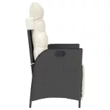 fekete polyrattan dönthető kerti szék lábtartóval