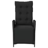 fekete polyrattan dönthető kerti szék lábtartóval