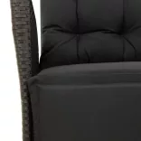 fekete polyrattan dönthető kerti szék lábtartóval