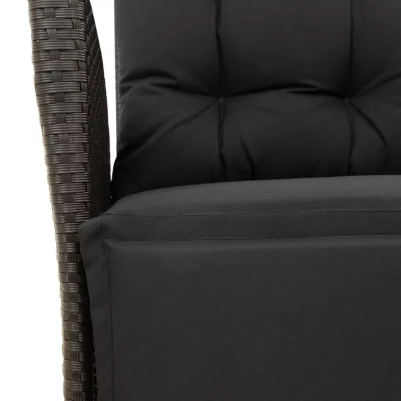 fekete polyrattan dönthető kerti szék lábtartóval