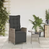 szürke polyrattan dönthető kerti szék lábtartóval