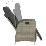 szürke polyrattan dönthető kerti szék lábtartóval