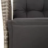 szürke polyrattan dönthető kerti szék lábtartóval