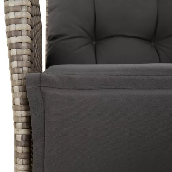 szürke polyrattan dönthető kerti szék lábtartóval