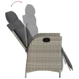 világosszürke polyrattan dönthető kerti szék lábtartóval