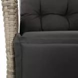 világosszürke polyrattan dönthető kerti szék lábtartóval