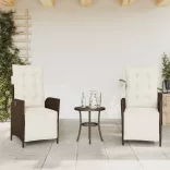 2 db barna polyrattan dönthető kerti szék lábtartóval