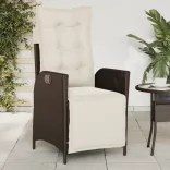 2 db barna polyrattan dönthető kerti szék lábtartóval