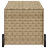 vegyes bézs polyrattan kerti tárolóláda kerekekkel 190 L