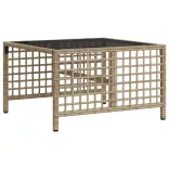 3 részes bézs polyrattan kerti sarokkanapészett párnákkal