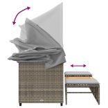 3 személyes szürke polyrattan kerti kanapé baldachinnal/székkel