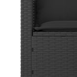3 részes fekete polyrattan kerti ülőgarnitúra párnával