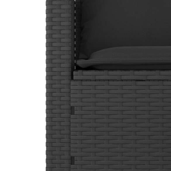 3 részes fekete polyrattan kerti ülőgarnitúra párnával