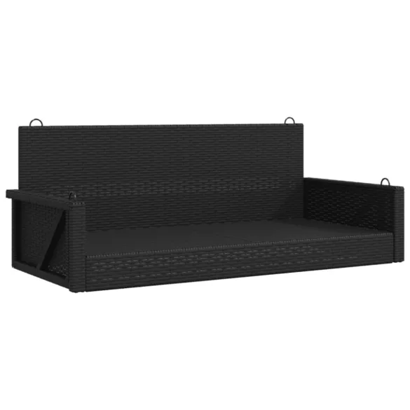 fekete polyrattan hintapad 119 x 56 x 48 cm