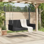fekete polyrattan hintapad 119 x 56 x 48 cm