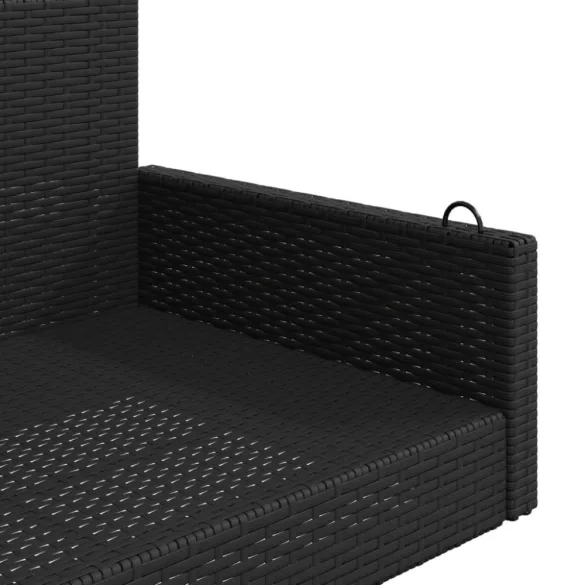 fekete polyrattan hintapad 119 x 56 x 48 cm